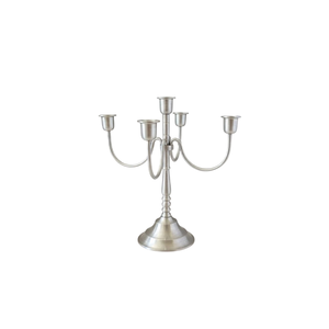 Elegant 5-Arm Silver Metal <b>Candelabra</b> Candle Holder Vintage Decorative Aluminum Table Centerpiece For Home Decor Wedding - Product Image 1