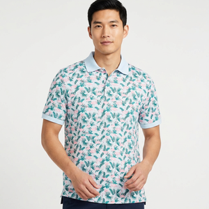 Polo à manches courtes pour homme avec imprimé, design décontracté en polyester respirant tricoté - Product Image 4
