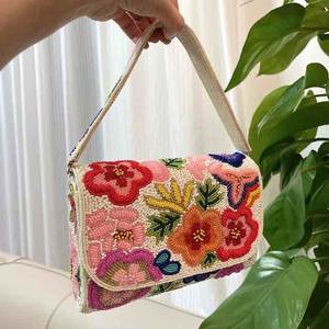 Bolso de Hombro Bordado con Cuentas para Mujer, Bolso de Hombro Bordado a Mano con Cuentas, Bolso de Mano Bordado Floral con Cuentas, Estilo Vintage - Product Image 3