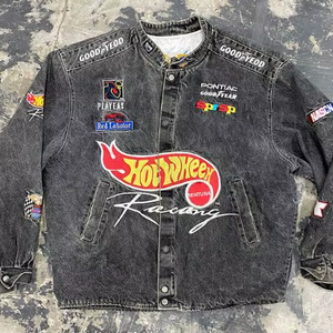 Veste de course en coton brodée à boutons, délavée à l'acide, vintage, de haute qualité, personnalisée BENTURA pour hommes - Product Image 1