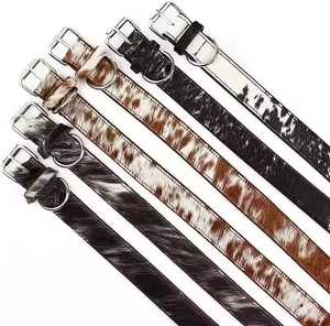 Ceinture Vintage en Cuir de Vachette Robuste avec Poils de Vache, Ceinture Décontractée pour Homme, Motif Fourrure, Qualité Premium - Product Image 1