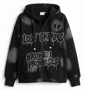 Sudadera con Capucha de Alta Calidad para Mujer, Lavado Ácido, Transpirable, Manga Larga, Hombros Caídos, Logotipo Personalizado Bordado, con Cremallera - Product Image 4
