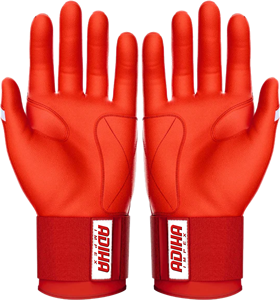 Guantes de béisbol de cuero Premium Adiha impex, totalmente blancos, con cierre de velcro, unisex, para adultos, entrenamiento, tacto suave, duraderos, rojos - Product Image 3