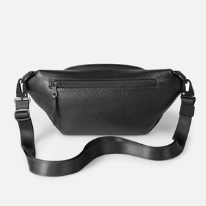 Sac bandoulière en nylon noir tendance avec sangle arquée, design unisexe, fermeture éclair, poches multifonctionnelles - Product Image 4