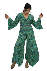 Conjunto de Dos Piezas de Poliéster Estampado Paisley, Camisa y Pantalones Casuales - Product Image 3