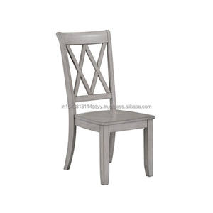 Chaise de salle à manger 2025 Offre Spéciale avec placage de pin massif de design industriel et chaise décontractée de finition grise à double dossier X - Product Image 3