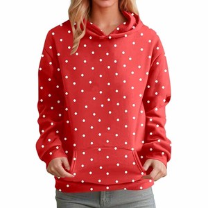 Sudadera con Capucha de Mujer, Color Amarillo Claro con Puntos, Informal, de Algodón Tejido, con Bolsillos, Corte Regular, para Otoño - Product Image 5