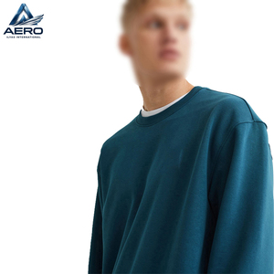 Sweat-shirt à col rond personnalisé OEM pour homme, en molleton épais, coton lourd, épaules tombantes, uni, coupe oversize - Product Image 3