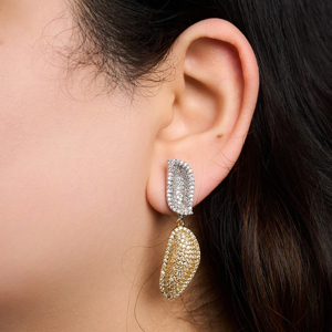 Luxury Geometric Drop Earrings Women Gold Plated <b>Crystal</b> Rhinestone 925 Silver Party <b>Jewelry</b> - Product Image 1