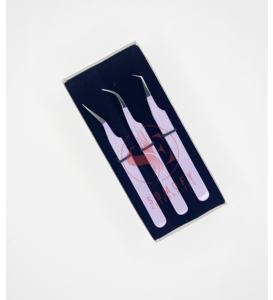 Wholesale Purple Diamond Grip 90 Degree Sustainable Stainless Steel <b>Eyelash</b> Tweezers Volume Tip with Private Logo <b>Applicator</b> - Product Image 4