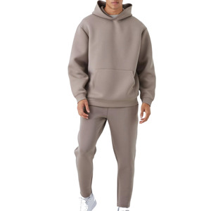 Ensemble sweat-shirt et jogging pour homme, couleur unie, ensemble décontracté en coton mélangé, sweat-shirt à manches longues et pantalon - Product Image 1