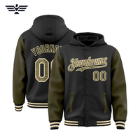 Blouson universitaire à capuche pour homme, noir et vert olive, avec blocs de couleur et lettres, en cuir PU, séchage rapide, décontracté, hiver, à boutons-pression, style baseball