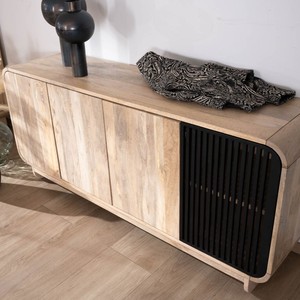 Vandana Autumn Aspect 180cm mango wood <b>sideboard</b> with a clean, Japanese design, Jappy style, 4 doors - Product Image 4