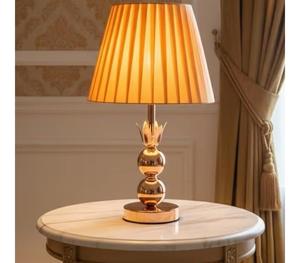 Traditional Brass Table Lamp With Beige Fabric Empire Shade Warm <b>Light</b> E26 Base - Product Image 1