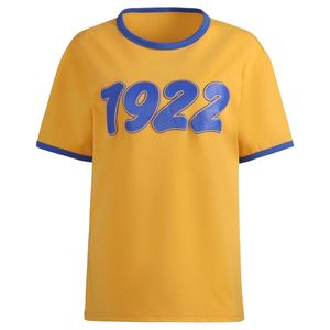 Camiseta Sigma Gamma Rho 1922 con Ribete Dorado y Azul, Manga Corta, Algodón Suave, Estilo Casual para Uso Diario, Corte Premium - Product Image 1