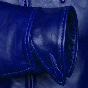 Buen Proveedor, Nuevo Producto, OEM ODM, Chaquetas de Hombre de Cuero Genuino con Cierre, Color Azul Sólido, Cuello Estándar, Alta Calidad - Product Image 5