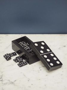 Black Resin <b>Dominoes</b> <b>Set</b> with Glossy Storage Box Artistic Home Decoration Craft Gift Game Eco-friendly Gift Box Custom Color - Product Image 2