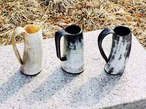 Auténtico Jarro Vikingo de Cuerno Hecho a Mano, Material Orgánico, Jarra de Madera Pulida, Duradera, Forma Circular, Imitación Antigua, Ecológica - Product Image 2