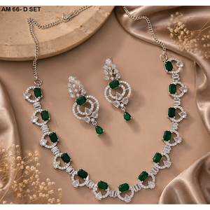 MIJ Luxury American Diamond CZ Stones Silver Plated Alloy <b>Bridal</b> Wedding Engagement Jewelry Set Fancy Style - Product Image 5