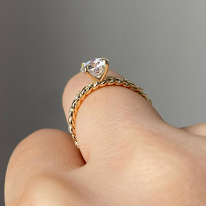 1.50 Carat Round Lab Grown Diamond <b>Solitaire</b> <b>Ring</b> 14K Gold IGI Certified Twisted Rope Band Custom Engagement Diamond <b>Ring</b> - Product Image 2