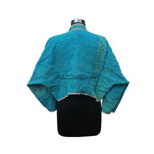 เสื้อแจ็คเก็ตผ้าฝ้ายถักลายวินเทจแบบคันธา คอเต่าติดกระดุม ทำมือ ใส่ได้สองด้าน เป็นมิตรต่อสิ่งแวดล้อม ระบายอากาศได้ดี แห้งเร็ว สำหรับผู้หญิง ฤดูใบไม้ผลิ ฤดูใบไม้ร่วง - Product Image 5