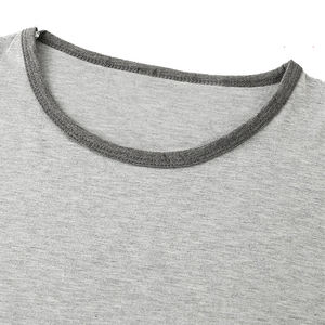 T-shirts basiques à manches longues pour hommes, décontractés, légers, d'été, col personnalisé, imprimés, avec bordure contrastante, 100 % coton - Product Image 6