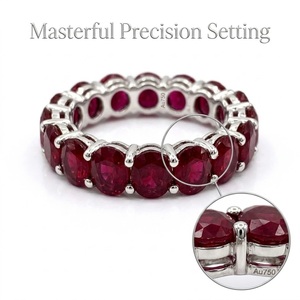 Anillo de Boda de Oro Sólido de 18K con Rubí Natural, Anillo de Eternidad Completo con Rubí Ovalado, Precio de Fábrica, Personalizable para Marcas de Comercio Electrónico - Product Image 2