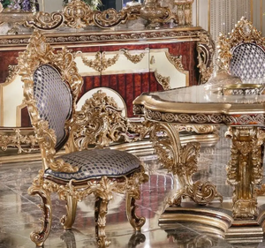 ชุดโต๊ะรับประทานอาหารรูปวงรีไม้สักทองคำสุดหรู สไตล์ยุโรปคลาสสิก แกะสลักอย่างประณีต เป็นมิตรกับสิ่งแวดล้อม ทนทาน เหมาะสำหรับโรงแรม - Product Image 5