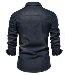 Camisas de Mezclilla para Hombre, 100% Algodón, Sólidas, Otoñales, Ecológicas, Casuales, para Uso Diario, Calidad Premium, Suministro de Fábrica al por Mayor - Product Image 4