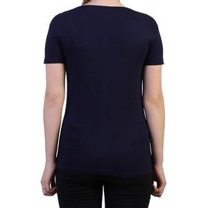 T-shirt à col en V pour femme, personnalisable pour la vente en gros, avec appliques, en coton biologique, tissu doux, prix de gros, idéal pour l'été - Product Image 6