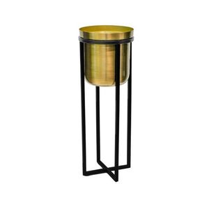Linea Exports Inc - Ensemble de 2 jardinières modernes en métal plaqué or avec support pour la décoration de la maison et du jardin - Product Image 1