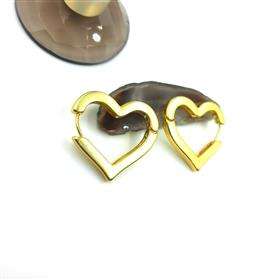 Boucles d'oreilles créoles en forme de cœur plaquées or 18 carats, design tendance, vente en gros - Product Image 4