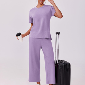 Ensembles pour femmes de qualité supérieure, doux au toucher, 2 pièces, vêtements de maison décontractés, tenue assortie, vêtements de détente, ensemble d'été pour femmes - Product Image 4