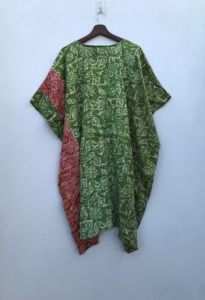 Caftán vintage de algodón Kantha hecho a mano para mujer, vestido bohemio para estar en casa o la playa. - Product Image 5