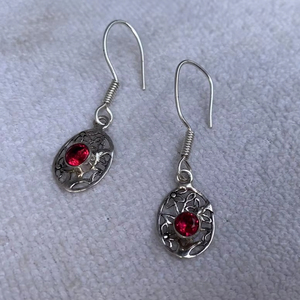 AAA Quality Pure Sterling Silver Dangle <b>Drop</b> <b>Earrings</b> <b>Red</b> Zircon Gemstone Bohemian Style Handmade Wedding wholesale - Product Image 1