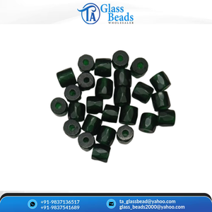 Cuentas de vidrio facetadas rusas de color verde botella, cuentas cilíndricas sueltas para la fabricación de joyería y abalorios - Product Image 2