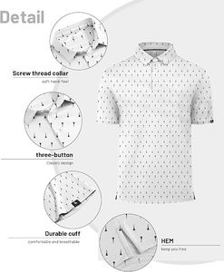เสื้อเชิ้ตผู้ชายสำหรับเล่นกอล์ฟ ผ้าฝ้าย 100% กันยับ แขนสั้น สกรีนโลโก้ด้านหน้าได้ ระบายอากาศ แห้งเร็ว ผลิตจากโรงงาน - Product Image 1
