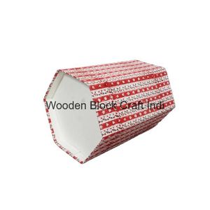 Panier en papier décoratif à motif géométrique, fait main en Inde, en bois écologique, à couvercle roulant, à dessus ouvert, pour usage intérieur/extérieur, pour la maison - Product Image 3