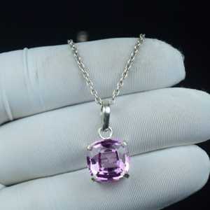 Colgante de Kunzita Rosa de Lujo, Plata de Ley 925, Collar Minimalista, Regalo de Joyería para el Día de San Valentín - Product Image 4