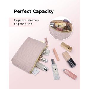 Petite trousse de maquillage élégante et spacieuse avec fermeture éclair pour rouge à lèvres, idéale pour les voyages, imperméable, pour les articles de toilette, cadeau pour femmes - Product Image 4