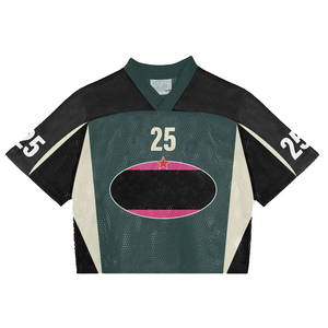 T-shirt en jersey maillé à col en V pour homme, coupe ample, manches régulières, style sportswear oversize, motif graphique vintage, respirant et à séchage rapide - Product Image 5