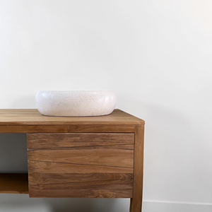 Teak Wood Bathroom Vanity Double Sink Cabinet <b>Wall</b> Mounted <b>Floating</b> Storage Drawers <b>Unit</b> for Modern Washroom Furniture Wholesale - Product Image 5