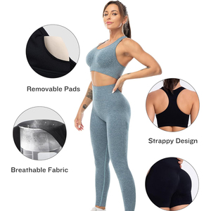 Conjunto de yoga de dos piezas para mujer, diseño de moda, ropa de gimnasio, logotipo personalizado, ropa deportiva en oferta, conjunto de yoga para fitness. - Product Image 3