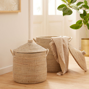 High-Quality Seagrass <b>Storage</b> <b>Basket</b> <b>Large</b> Size, Vietnam Handwoven Laundry Hamper with Lid, Nice Style Wholesale Factory - Product Image 4