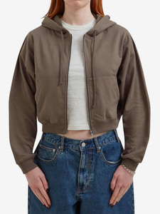 Custom Women <b>Cropped</b> <b>Zip</b> <b>Up</b> Hoodie Heavyweight Casual Fleece Hooded with Pockets OEM ODM Manufacturer - Product Image 4