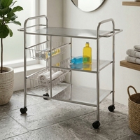 3-stöckiger Metall-Aufbewahrungswagen mit Rollen, minimalistisches Küchenregal für Kleinteile, stehender Haushalts-Organizer, langlebig und tragbar