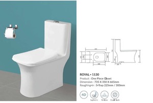 Inodoro de una pieza con tamaño de 735x350x665 mm, con sifón en S de 225 mm, con un increíble sistema de descarga sifónica de doble flujo con 2D - Product Image 3