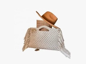 Sac fourre-tout bohème en crochet avec pompons pour femme, sac à main décontracté de plage, léger, design ouvert, prêt à être expédié - Product Image 1
