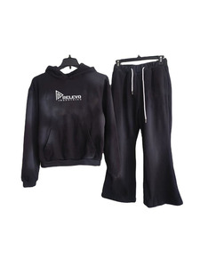 Conjunto Deportivo de Invierno Ecológico para Hombre, 100% Algodón, 2 Piezas, Talla Grande, Sudadera con Capucha y Forro Polar, Transpirable, con Estampado Frontal - Product Image 3