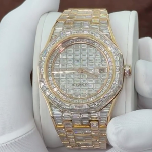 Montre de haute qualité personnalisée, sertie de diamants de laboratoire, en acier inoxydable, de la meilleure qualité, pour hommes - Product Image 4